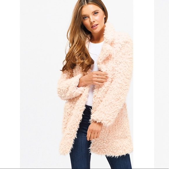 Liamya Sweaters - Blush softest teddy bear fur sweater jacket